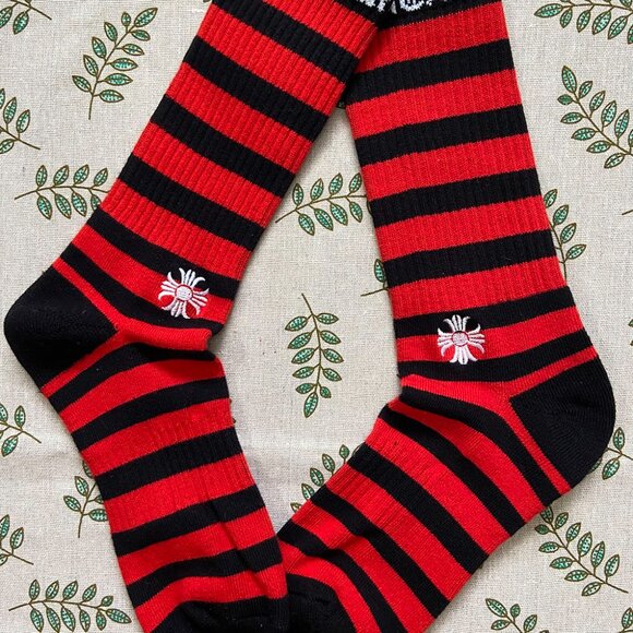 Chrome Hearts Black And Red Striped Sports Socks - Picture 2 of 5